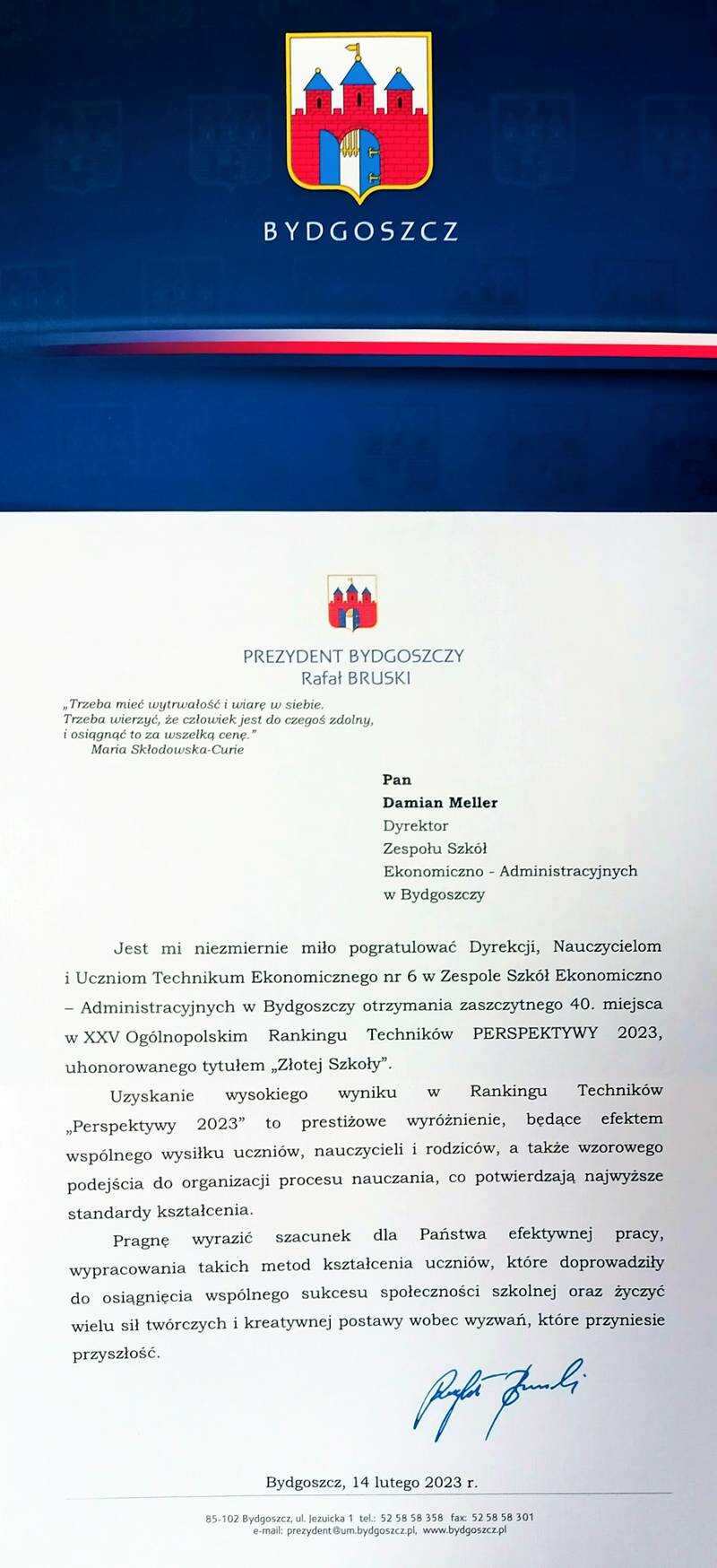 Nagroda Prezydenta Miasta dla Ekonomika