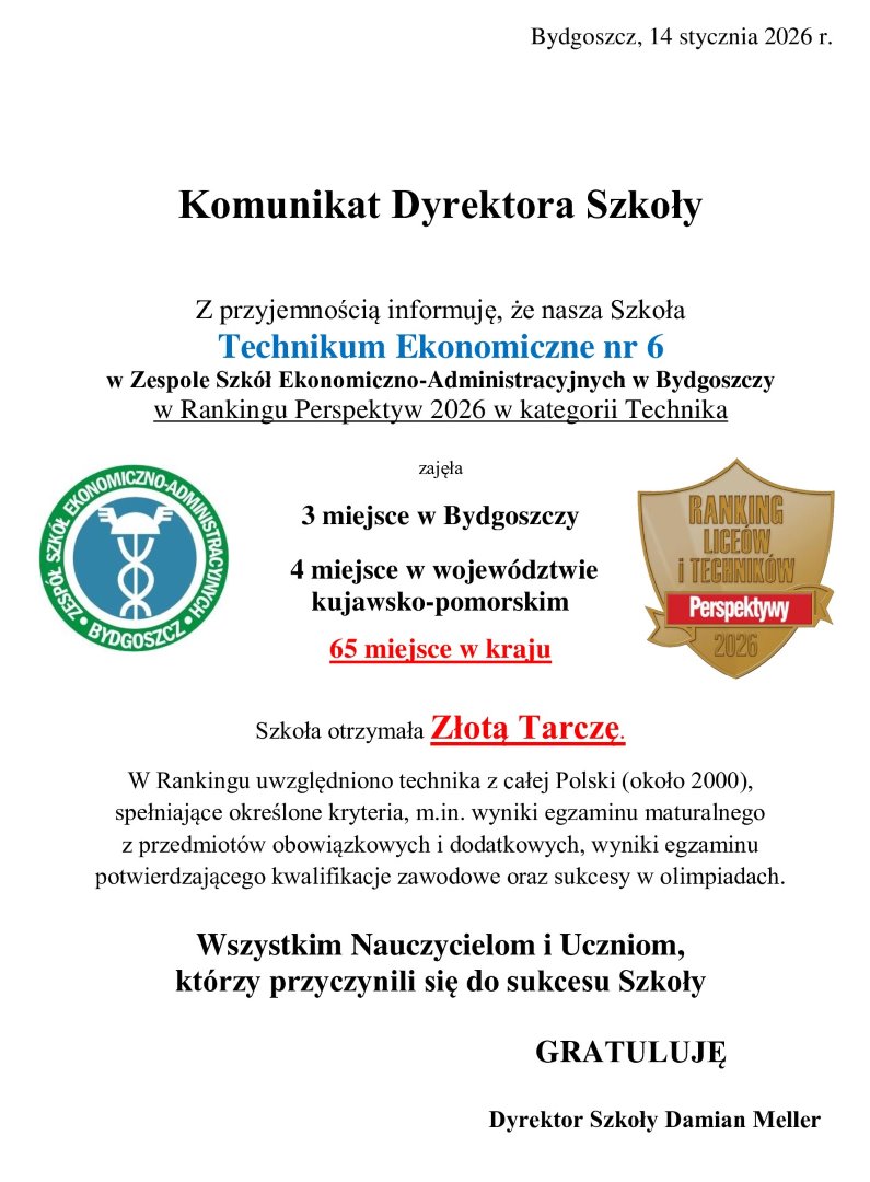 Złota Tarcza 2026 dla Ekonomika