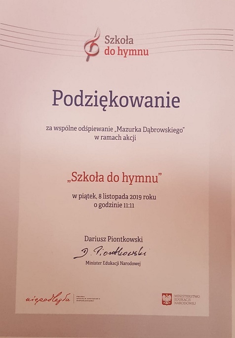 Podziękowanie za udział w akcji 