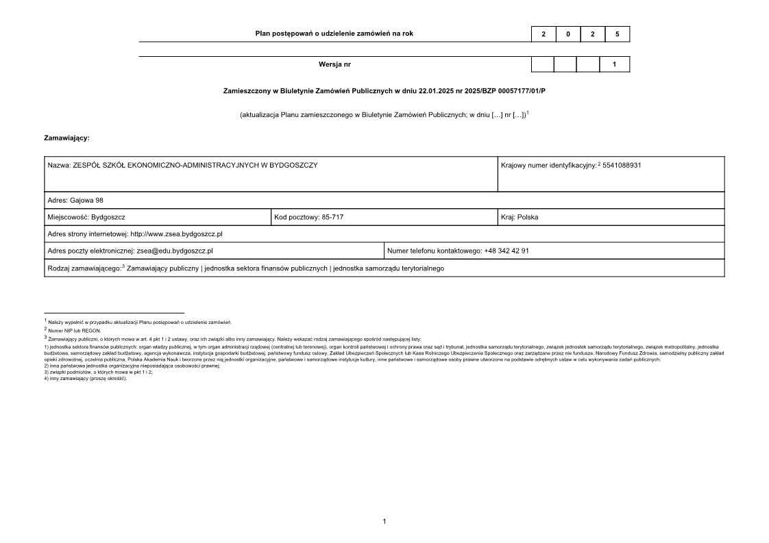 Zamówienie publiczne 23.01.2025